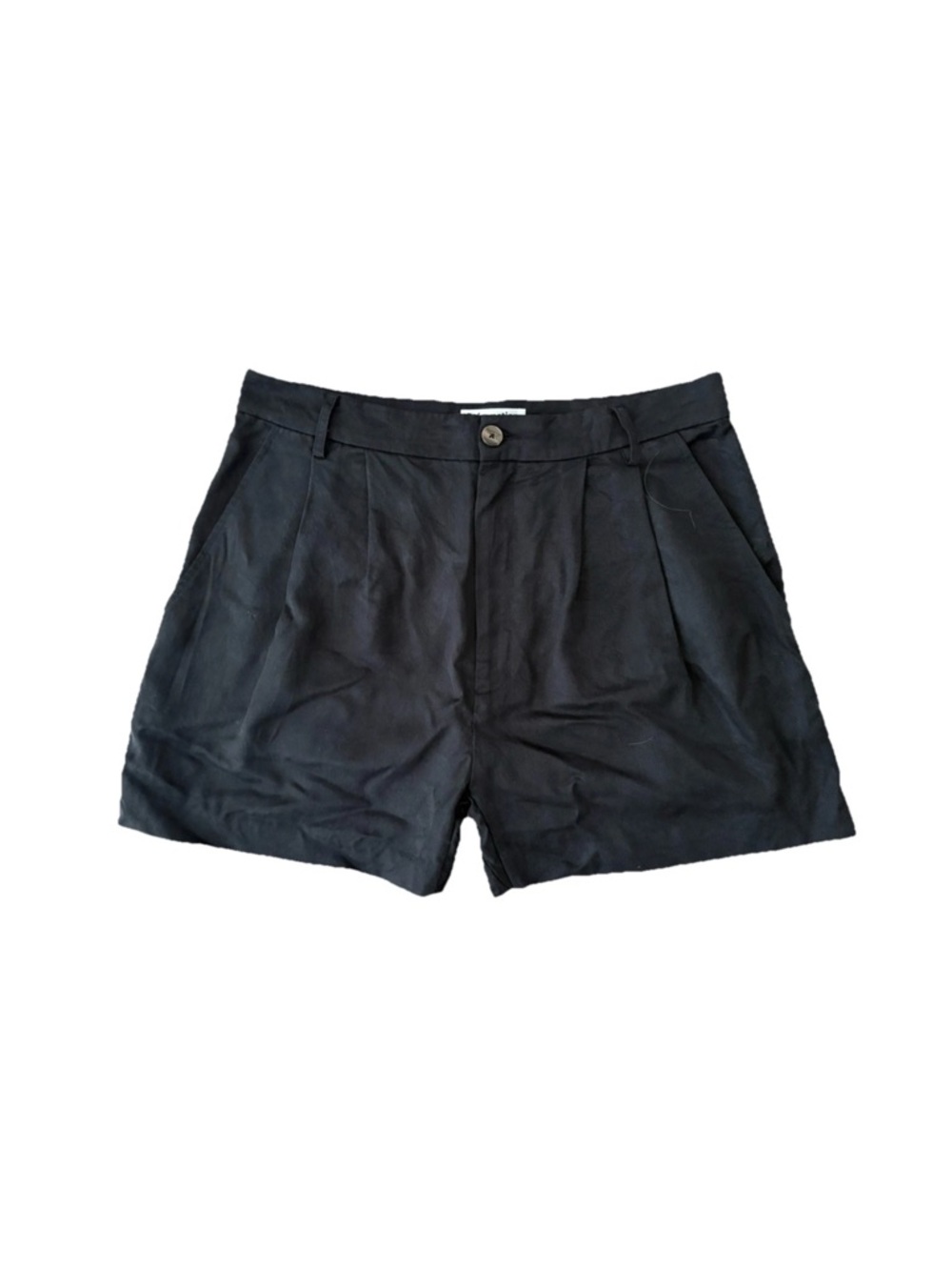 Reformation Black Pleated High-Rise Pleated Shorts